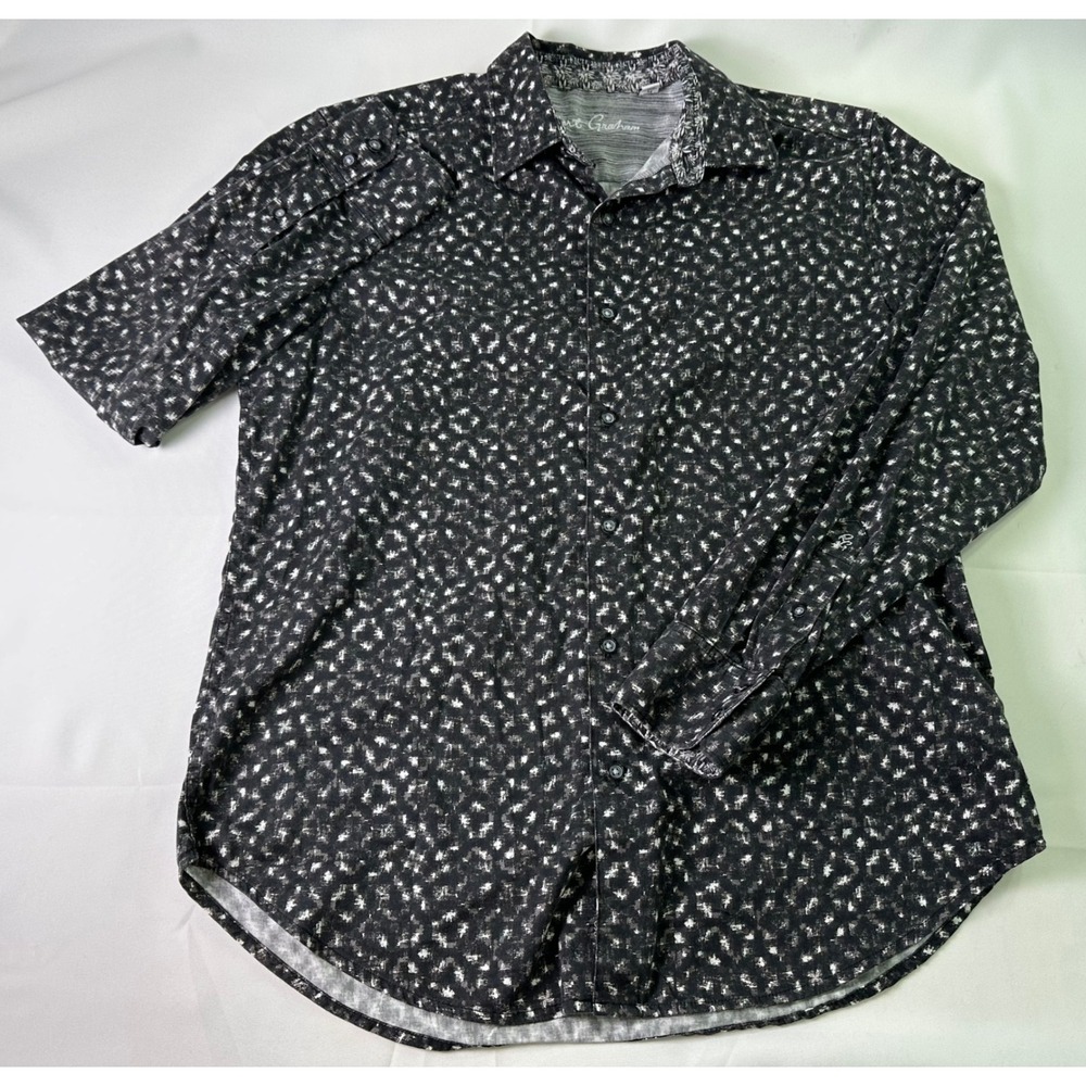 Robert Graham Clifton Abstract Classic Fit Button Up Shirt Mens Medium Black L/S